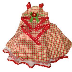Infant Girl Y2K Rare Editions Pink Green Checkered Flower‎ Crochet Dress